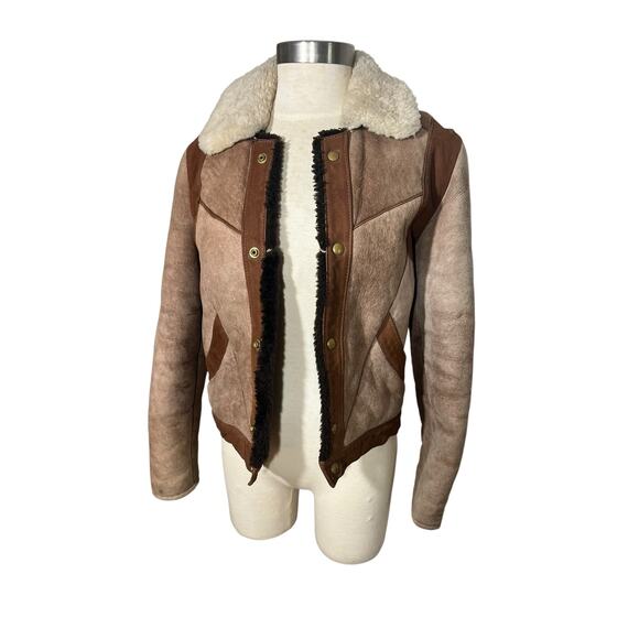 East West Musical Instrument Co Jackets & Blazers - Vintage East West California Shearling Patchwork Suede Bomber Jacket 70s